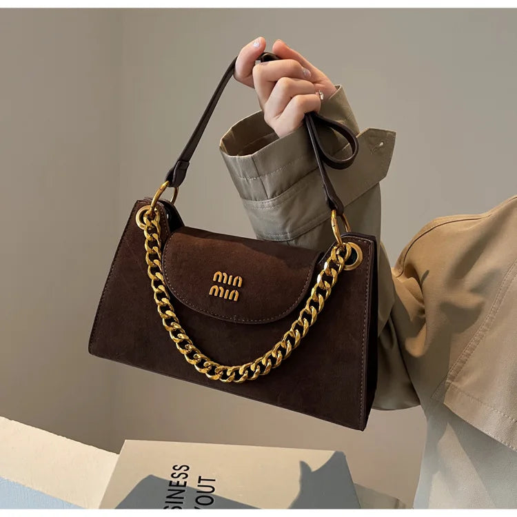 Metal Letter Designer Brand Handbags Top Handle Luxury Shoulder Bags Solid Color Elegant Crossbody Bags Fashion Bags For Women