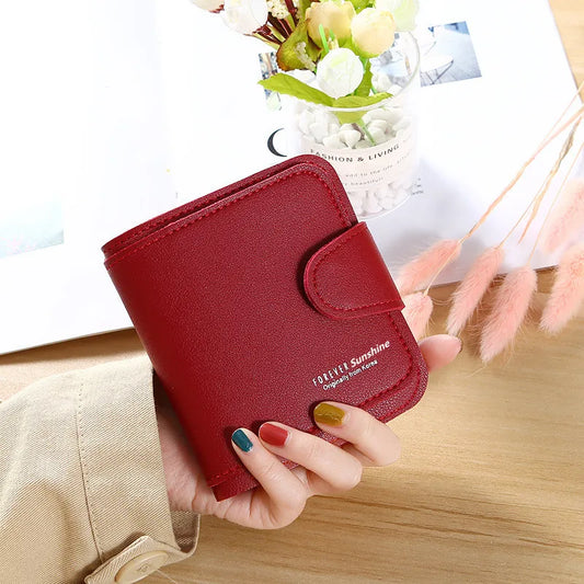 Women Wallets 2023 New Luxury Brand Red Black Small Mini Coin Purse Hasp Card Holder Lady Wallet Zipper Female Leather Buckle