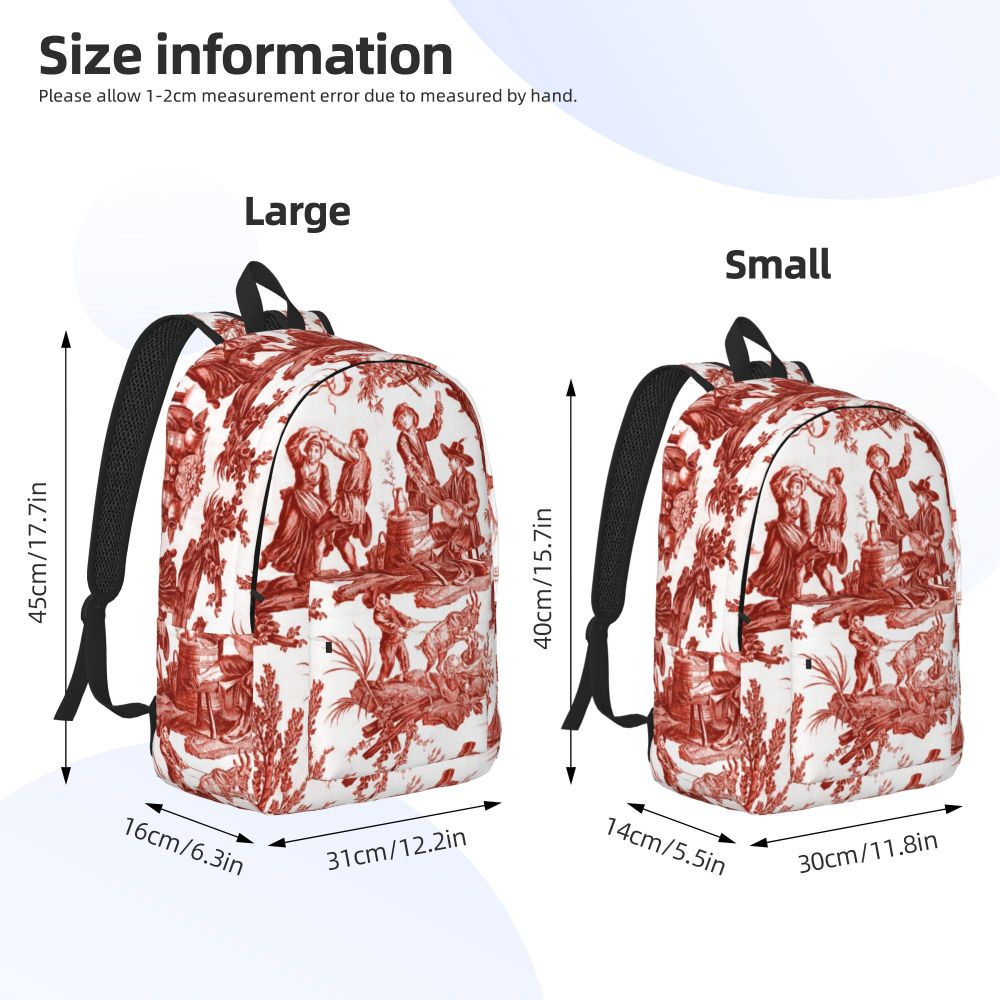 Personalized Navy Blue Toile De Jouy Canvas Backpacks Men Women Basic Bookbag for School College French Countryside Floral Bags