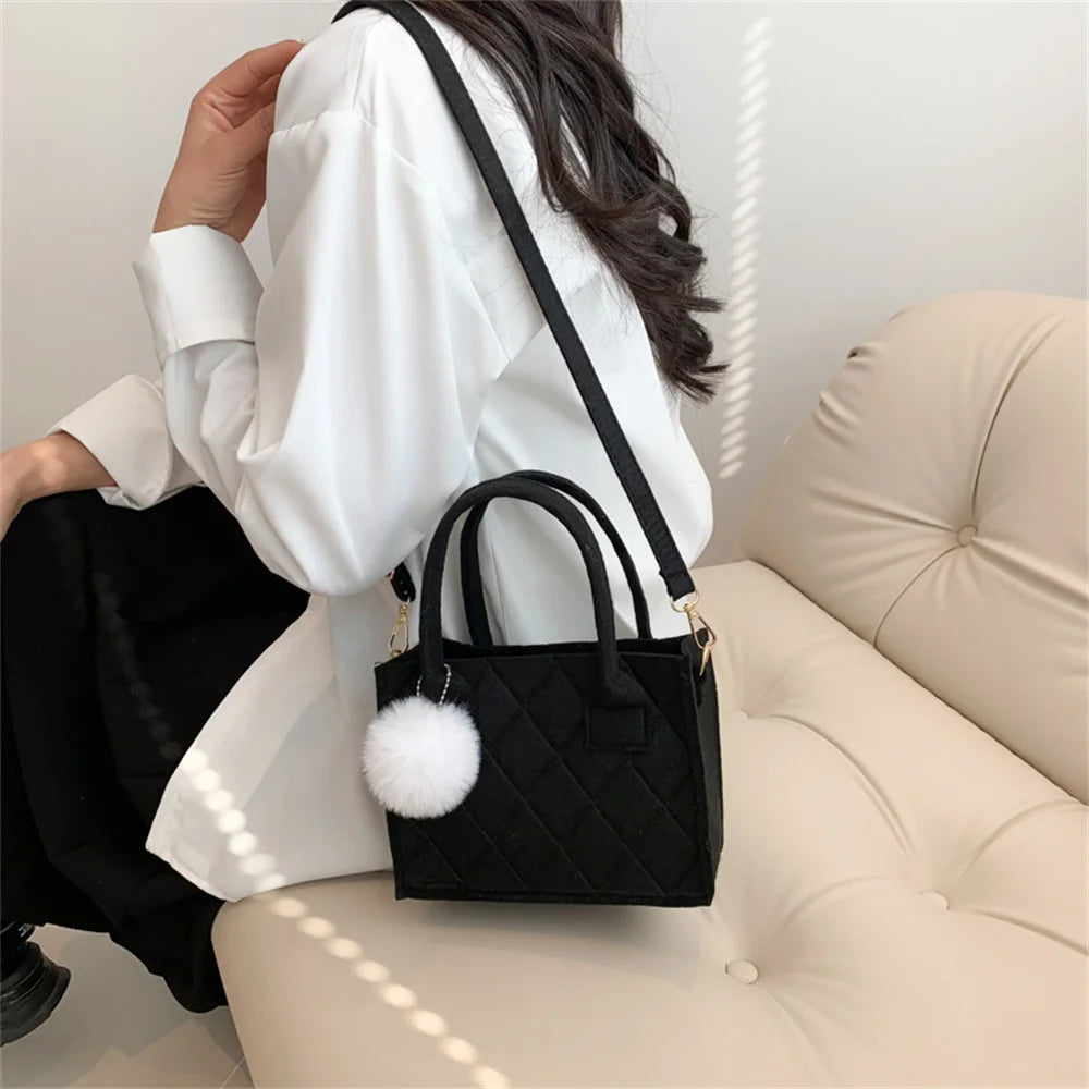 Women Small Square Bag  2023 New Simple and Versatile Casual Handbag Fashion Popular Felt Oneshoulder Messenger Bag