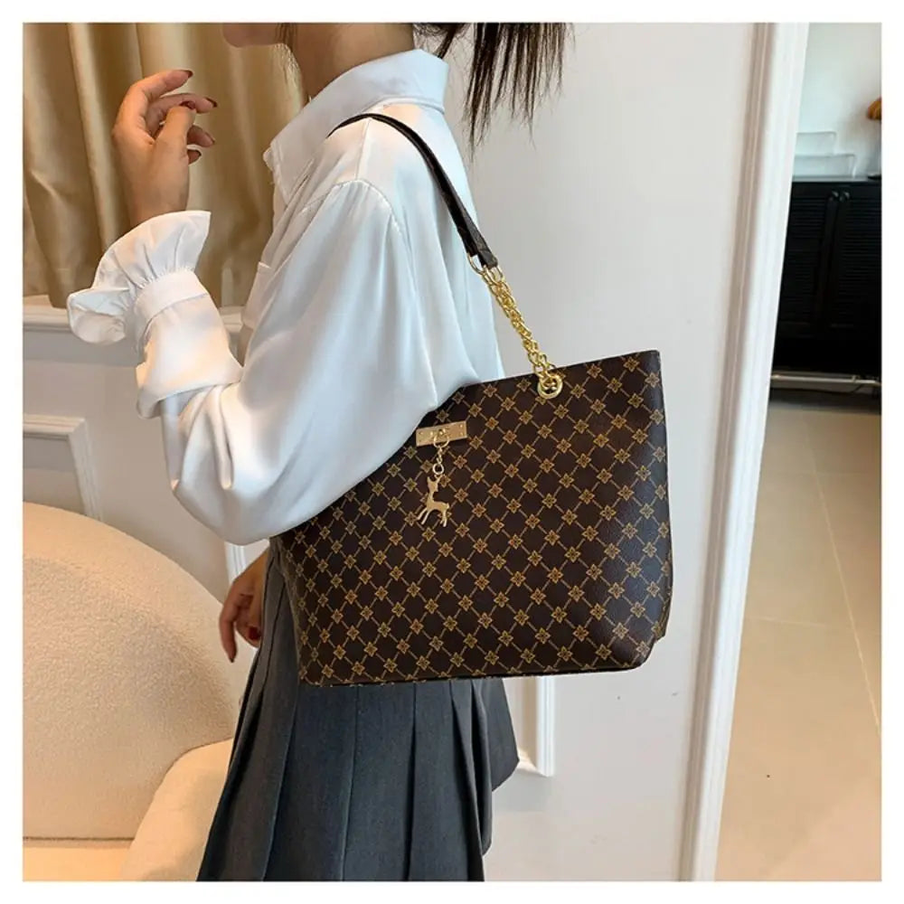 Women Luxury Design Tote Bag  Large Capacity Handbag Fashion Printing Shoulder Bag Trendy New Shopping Bag Purse