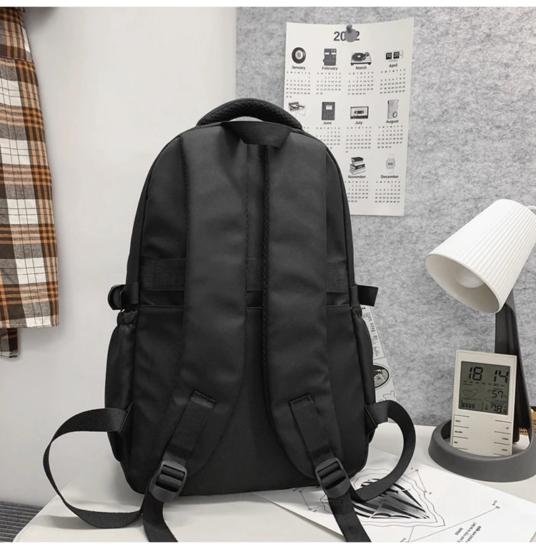 New Simple Student Bag Solid Color Schoolbag Youth Large Capacity Travel Backpack High Quality Canvas Schoolbag Fashion Backpack