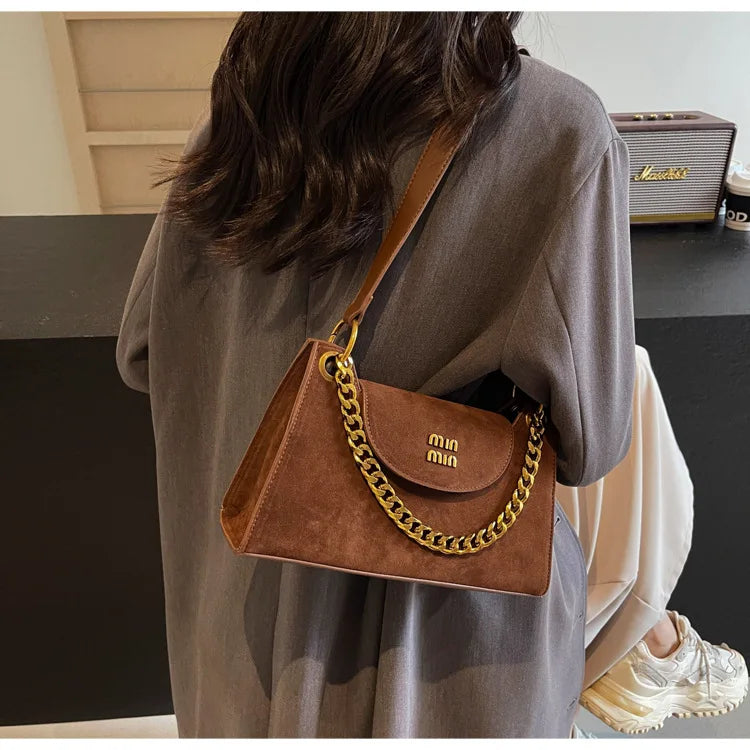 Metal Letter Designer Brand Handbags Top Handle Luxury Shoulder Bags Solid Color Elegant Crossbody Bags Fashion Bags For Women