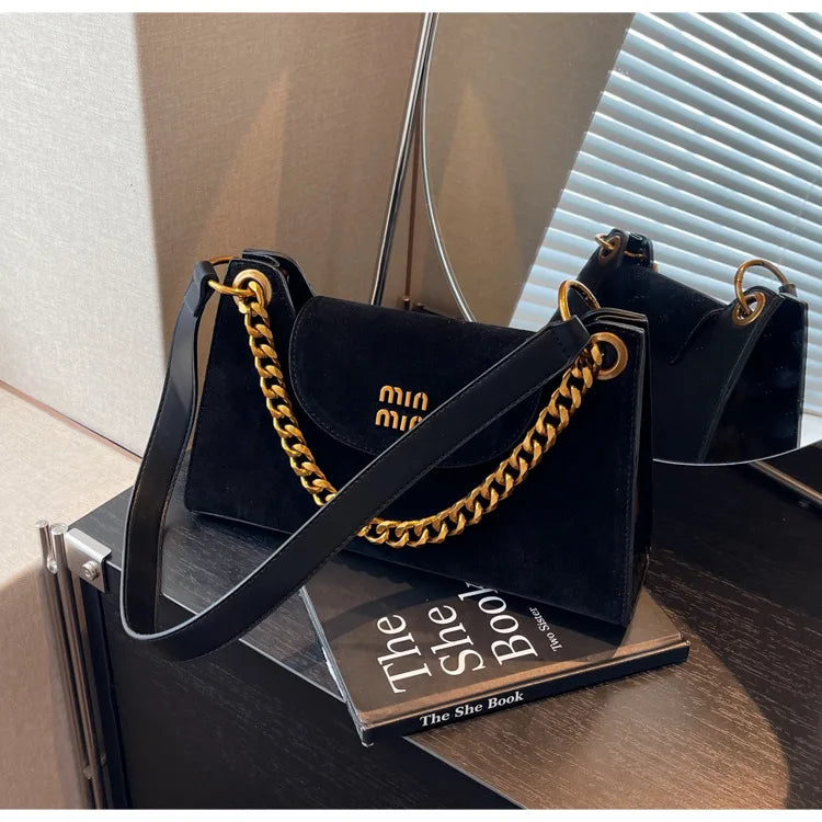 Metal Letter Designer Brand Handbags Top Handle Luxury Shoulder Bags Solid Color Elegant Crossbody Bags Fashion Bags For Women