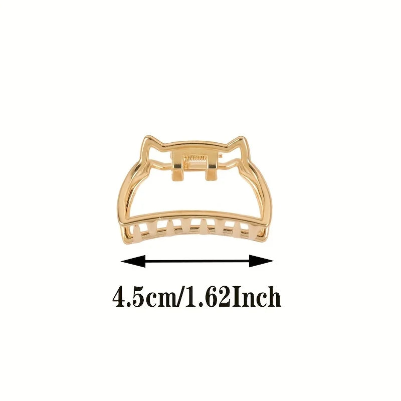 Fashion Simple Non Slip Mini Hollow Heart Metal Hair Claw Clips Gold Geometric Bangs Barrettes Hair Jaws For Women Girls Daily