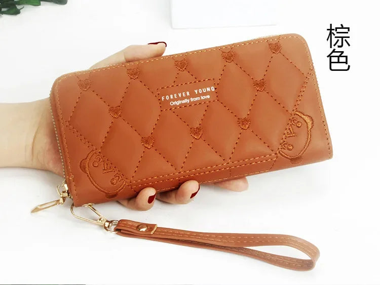 Women Long Wallet Pu Leather Card Holder Large Capacity Hasp Zipper Coin Purse Multi Card Organizer Cell Phone Wristlet Handbag