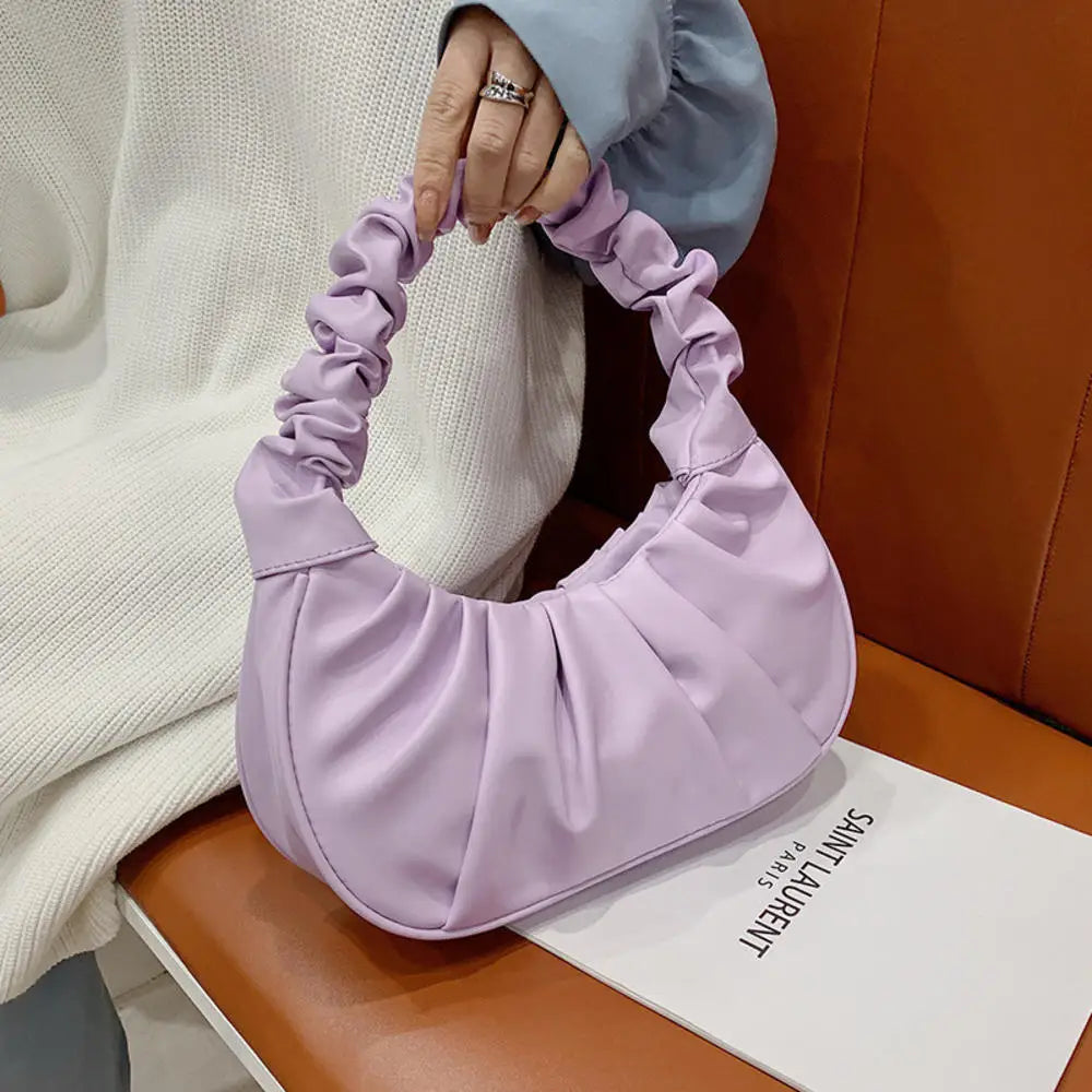 2024 Fashion Pleated Handlebags For Women Pu Cloud Bags Leisure Armpit Bag Shopping Shoulder Bags Dumpling Handbag Female