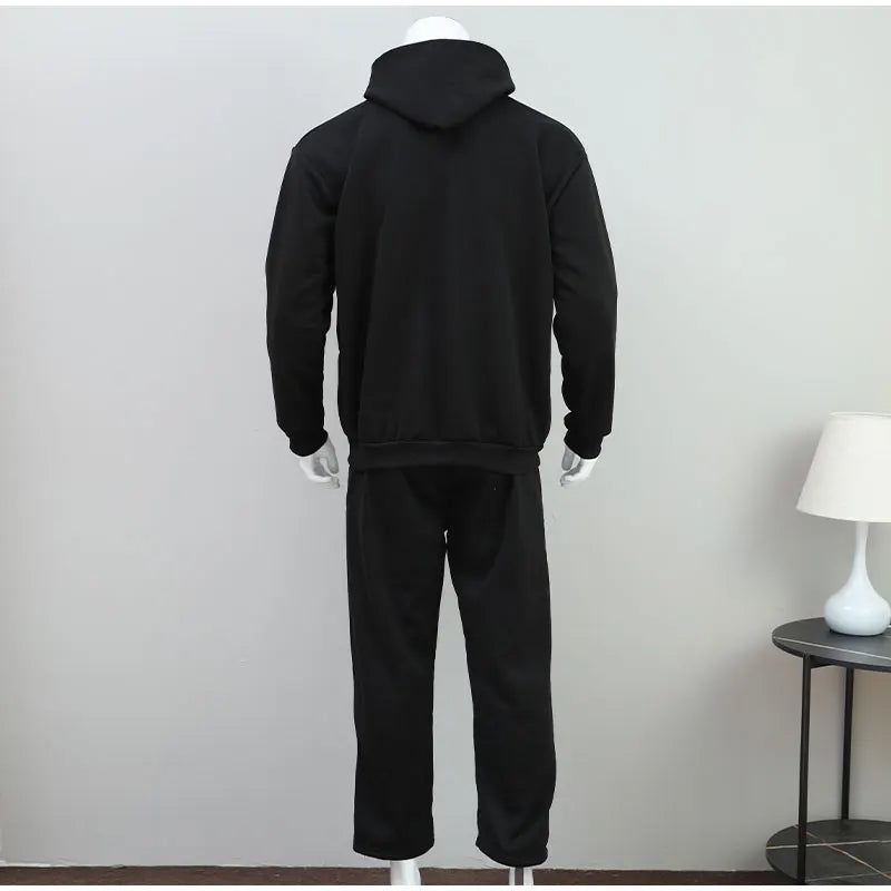 Casual Solid Couple's Hooded Sweatshirt And Loose Sweatpants 2 Piece Suit Male Autumn Jogging Sweatshirt Trousers Outfits Suits