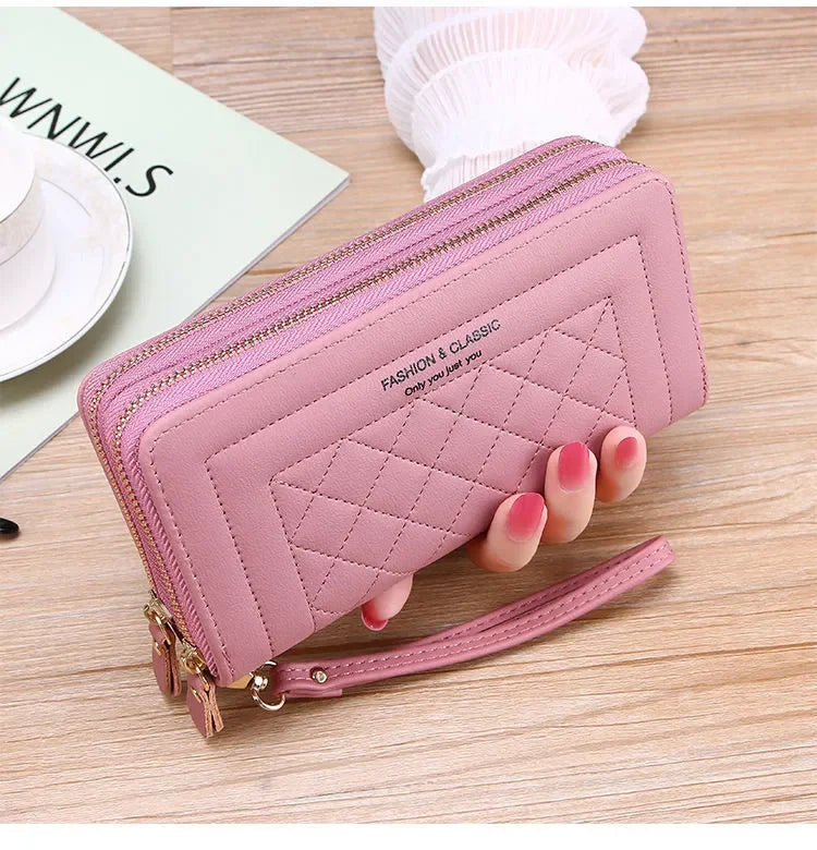 Long Wallet for Women Female Tassel Coin Purse Card Holder Wallets Double Zipper PU Leather Clutch Bags Luxury Money Phone Bag