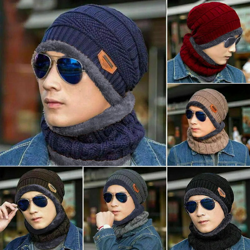 Winter Hats Knit Cap Men And Women Velvet Hat Coral Fleece Scarf Outdoor Riding Hat Warm Thickening Plus Velvet Neck Protect Cap