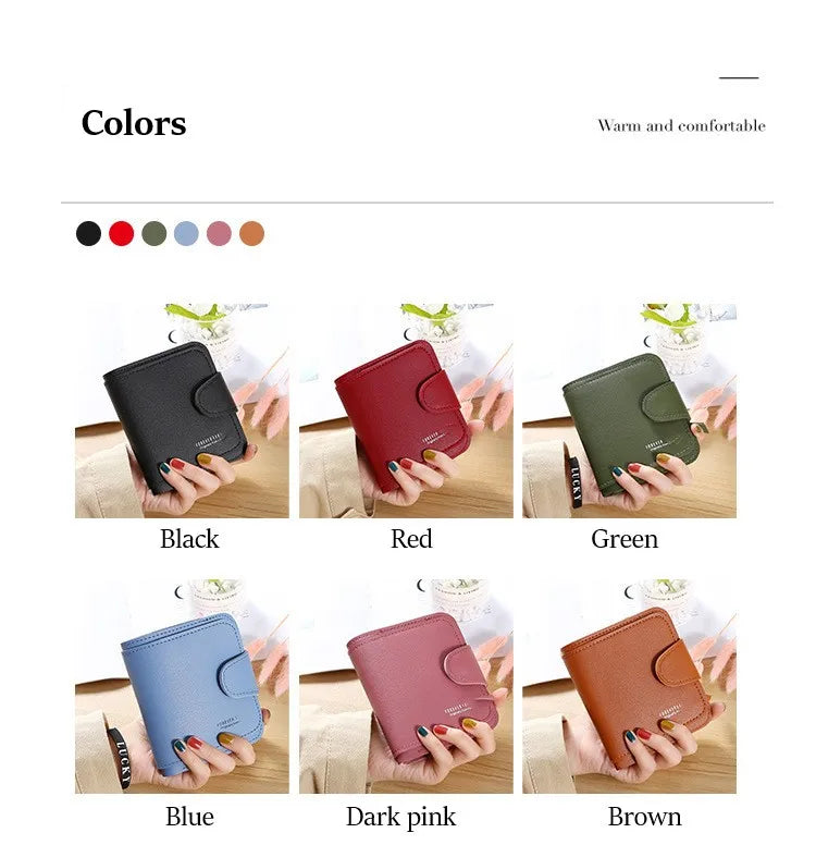 Women Wallets 2023 New Luxury Brand Red Black Small Mini Coin Purse Hasp Card Holder Lady Wallet Zipper Female Leather Buckle