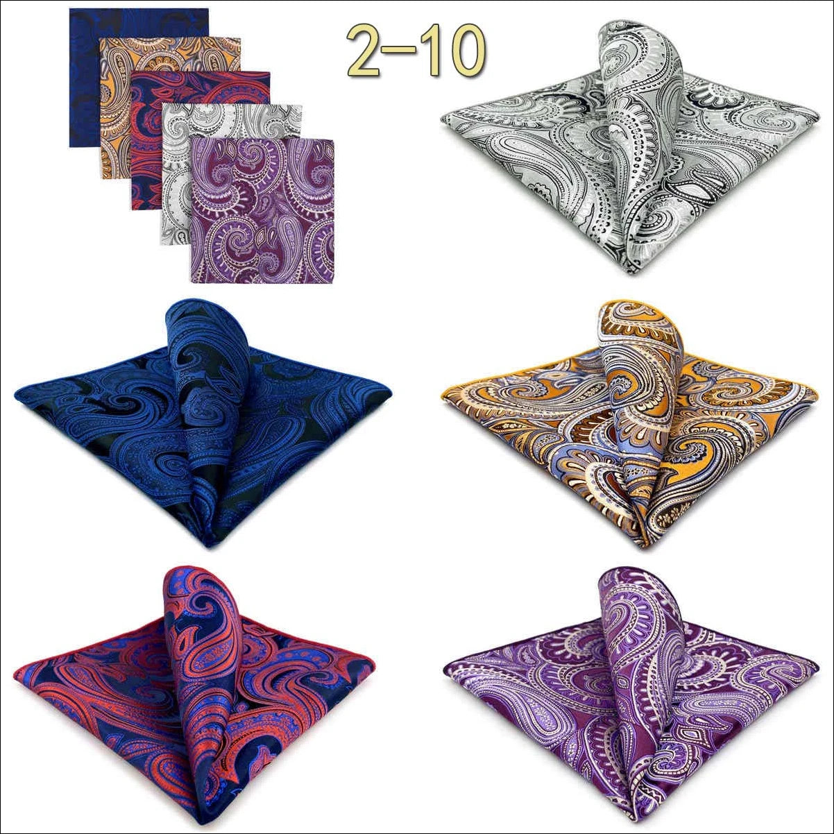 5 Pieces Mens Pocket Squares Wedding Handkerchiefs Set Fashion Formal Bundle Luxury Unique