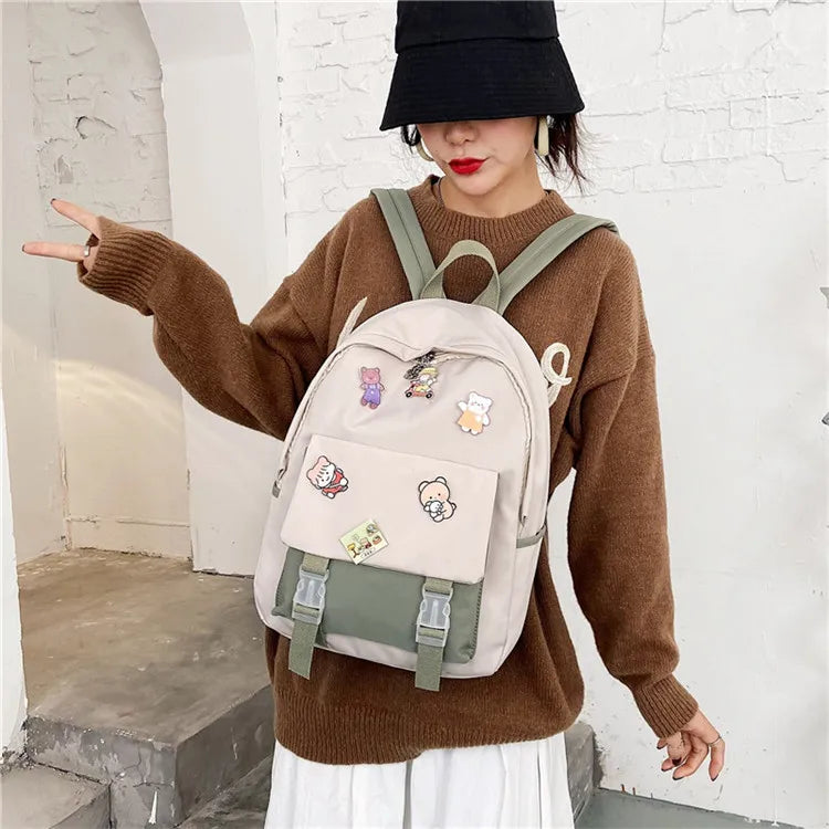 New Female Backpacks Women Cartoon High Capacity Nylon Waterproof College Backpack Trendy Women Laptop Girl Travel School Bags