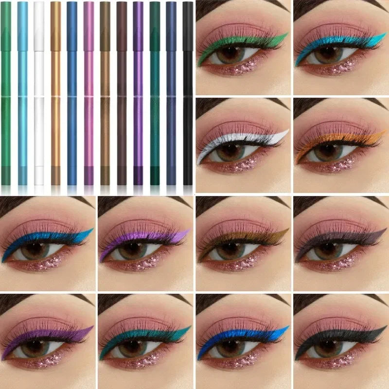 12 couleurs/boîte Eyeliner imperméable maquillage yeux cosmétiques beauté eyeliner crayon ensemble crayon eye-liner longue tenue pigments colorés