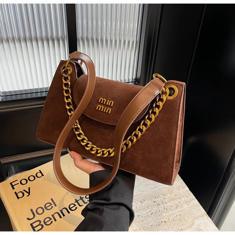 Metal Letter Designer Brand Handbags Top Handle Luxury Shoulder Bags Solid Color Elegant Crossbody Bags Fashion Bags For Women