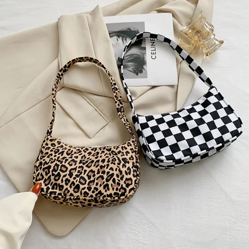 Women Shoulder Bag Fashion Animal Pattern Print Bag Casual Nylon Butterfly Leopard Zebra Cow Print Women Handbag Underarm Bags