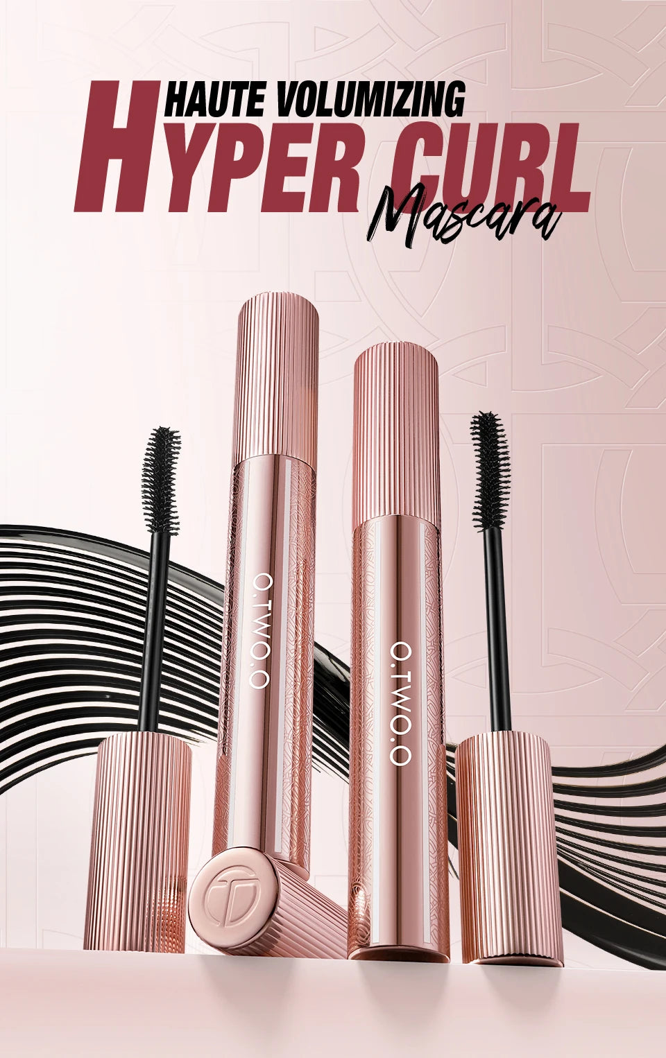 Mascara O.TWO.O 4D Waterproof Extra Volume Longue tenue Hyper-Curl Allongement des cils Cils non baveux Mascara Noir