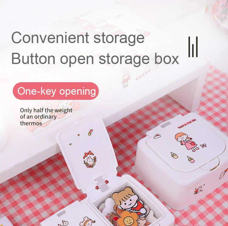 Ins Button Desktop Cute Storage Box with Lid Sundries Mini Jewlery Storage Box Organizer Kawaii Box Container Storage Small