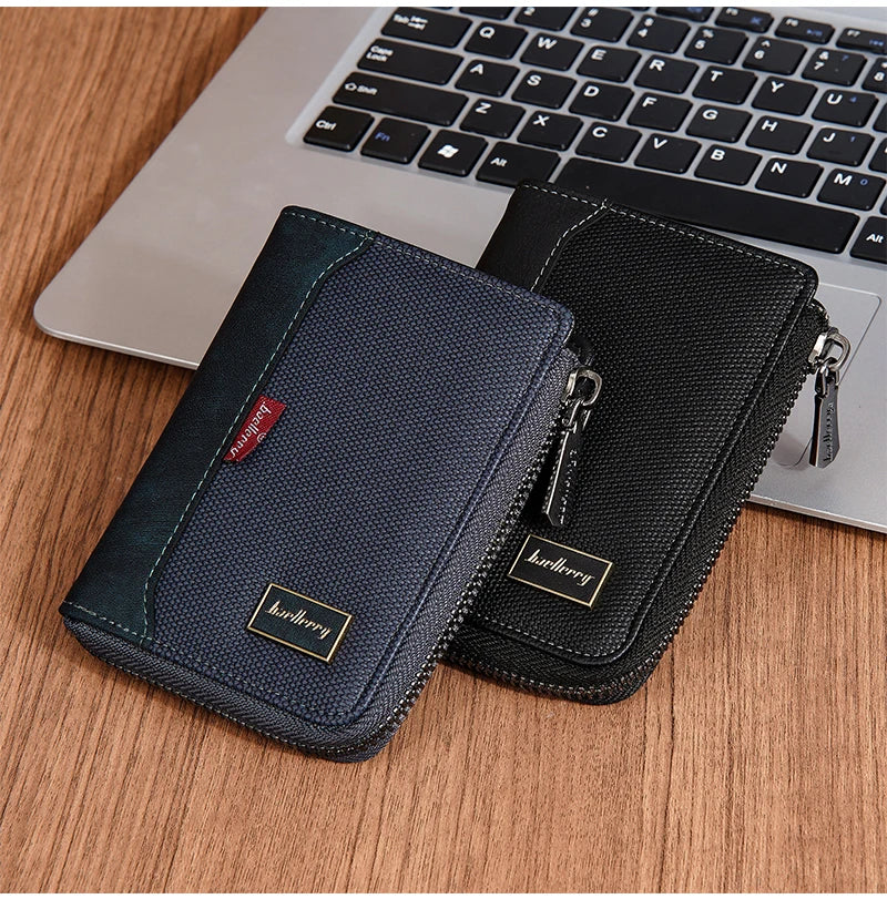 Baellerry RFID Simple Short Men Zipper Wallets Luxury Brand Card Holder Male Wallet Photo Holder Coin Pocket Man Purses