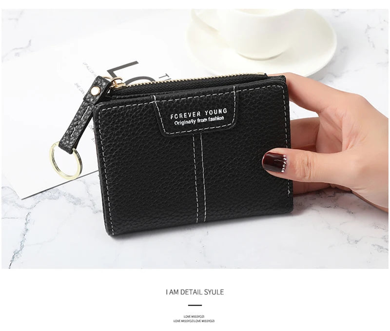 New Yellow Women Wallet Soft PU Leather Female Purse Mini Hasp Card Holder Coin Short Wallets Slim Small Purse Zipper Keychain