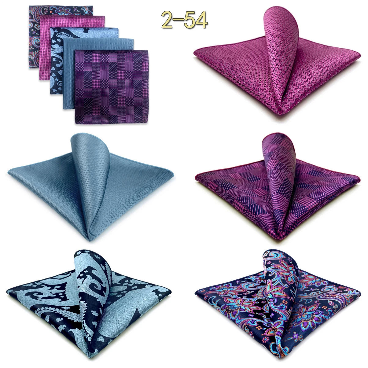 5 Pieces Mens Pocket Squares Wedding Handkerchiefs Set Fashion Formal Bundle Luxury Unique