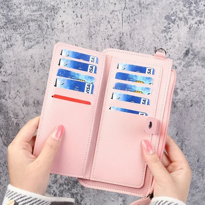 Long Zipper Wallets Coin Cluth Purses Leather Long Wallets Women's Luxury Female Wallet Mini Credit Card Holder Money Bag