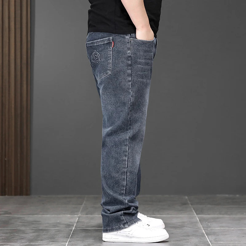 Elastic Loose Plus Size Denim Men Long Jeans Fashionable Oversized Business Casual Big New Arrivals High Quality All Seasons