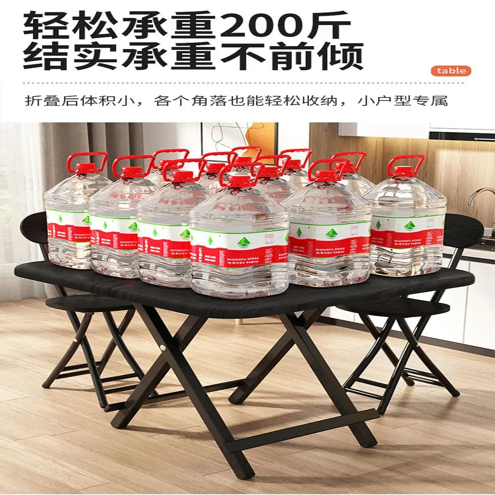 Portable Folding Table 60/70CM Modern Simple Living Room Dinning Set Furniture Solid Wood Restaurant Kitchen Table Folding Chair