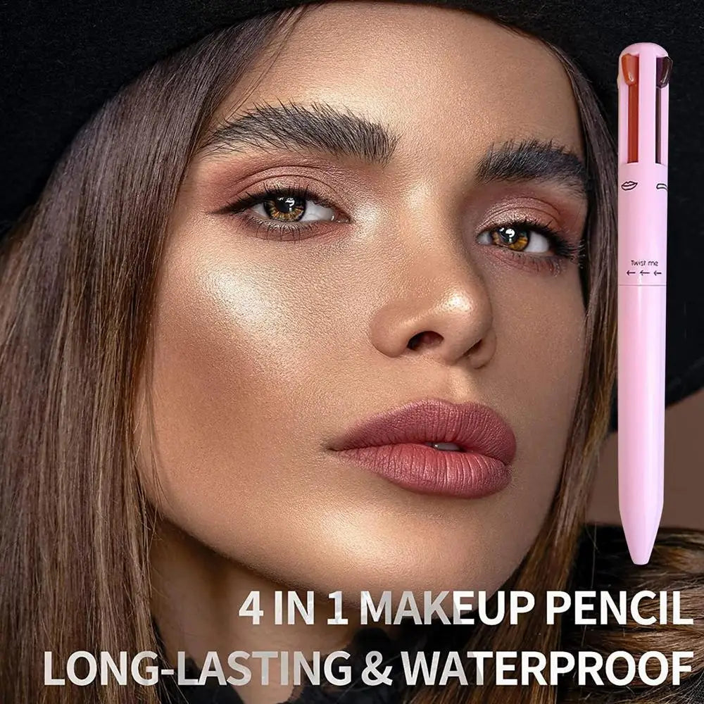 4 In 1 Makeup Pen Eyebrow Pencil Waterproof Drawing Eye Brow Long Lasting Easy Wear Eyeliner Eyebrow Pen Sweatproof Makeup Pen