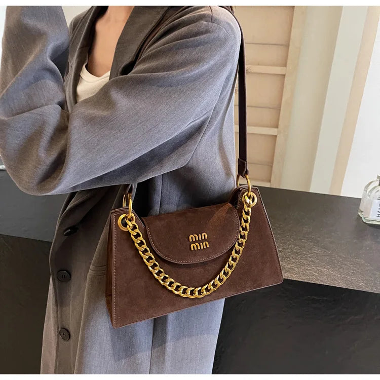 Metal Letter Designer Brand Handbags Top Handle Luxury Shoulder Bags Solid Color Elegant Crossbody Bags Fashion Bags For Women