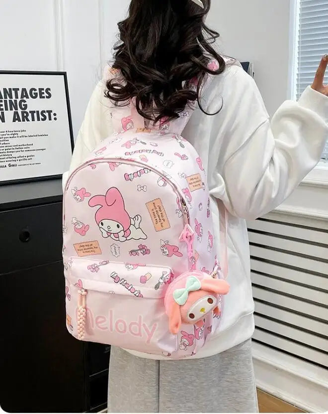 New Kuromi Backpack for Girls Boys Fashion High School Students Backpack Large Capacity Wear-resistant Computer Bag