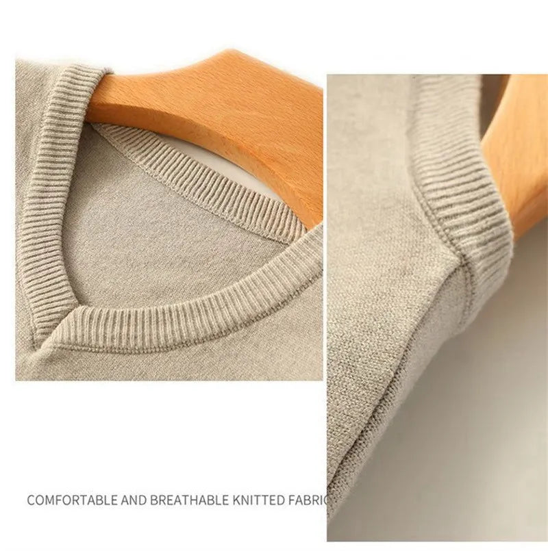 100% Soft Cashmere Sleeveless Cashmere Vest Men Work Sweater Solid Color Knitted Male Waistcoat High Quality New Spring Autumn