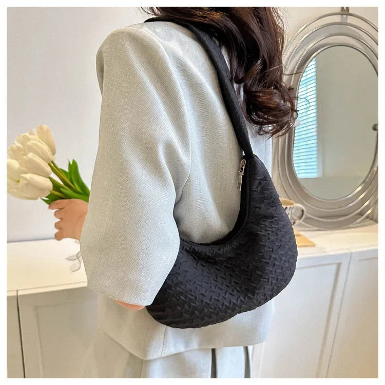 2023 Korean Version Soft Women Shoulder Bag Casual Simple Handbags Designer Artistic Style Underarm Bag Sweet Dumplings Bag