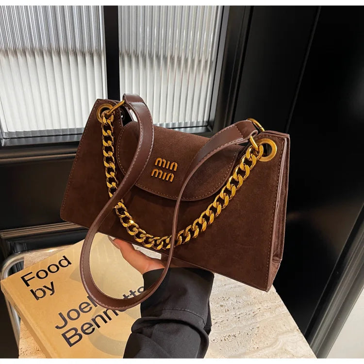 Metal Letter Designer Brand Handbags Top Handle Luxury Shoulder Bags Solid Color Elegant Crossbody Bags Fashion Bags For Women