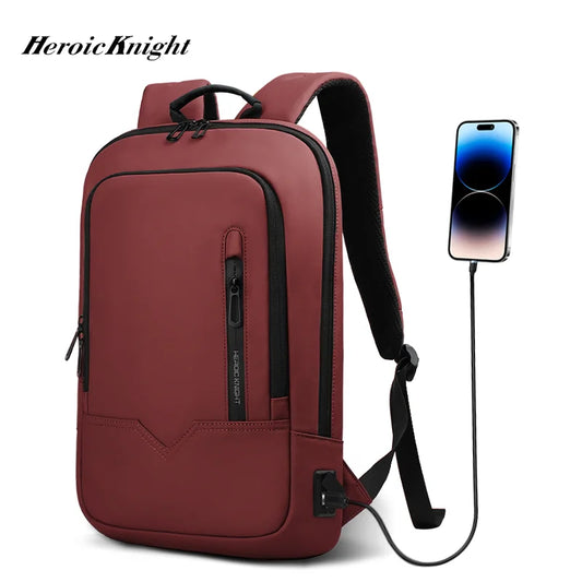 Heroic Knight Business Slim Backpack Men's 15.6" 17" Waterproof Laptop Backpack Fashion Multifunctional Man Work Travel Backpack