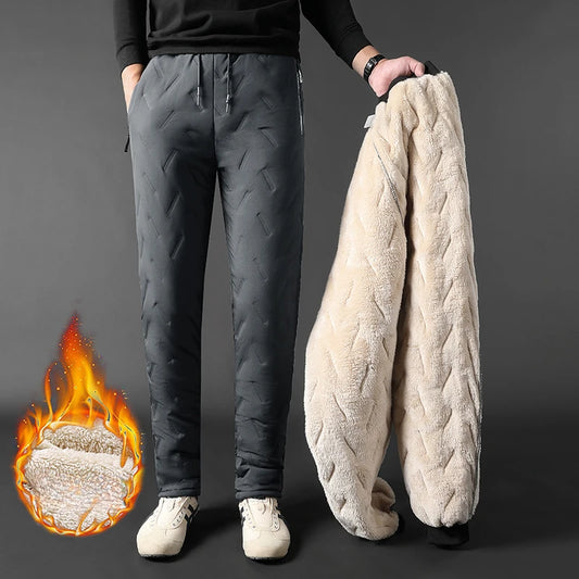 Pantalon d'hiver en coton polaire d'agneau, design tendance, coupe ajustée, chaud, coupe-vent, pour personnes d'âge moyen et âgées, pantalon de sport à jambe droite