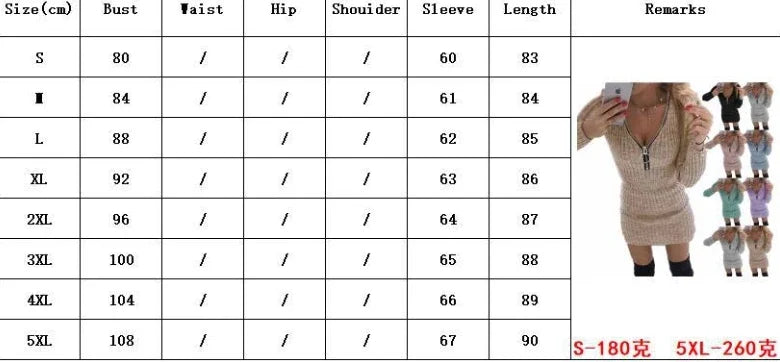 Autumn and winter foreign trade women  zipper waist long-sleeved knitted hip dress ladies long-sleeved knitted slim hip dress