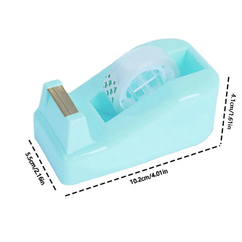 1PC Transparent Box Tape Dispenser Macaron Desktop Tape Holder Tape Cutter Box Students Stationery Gift School Office Supplies