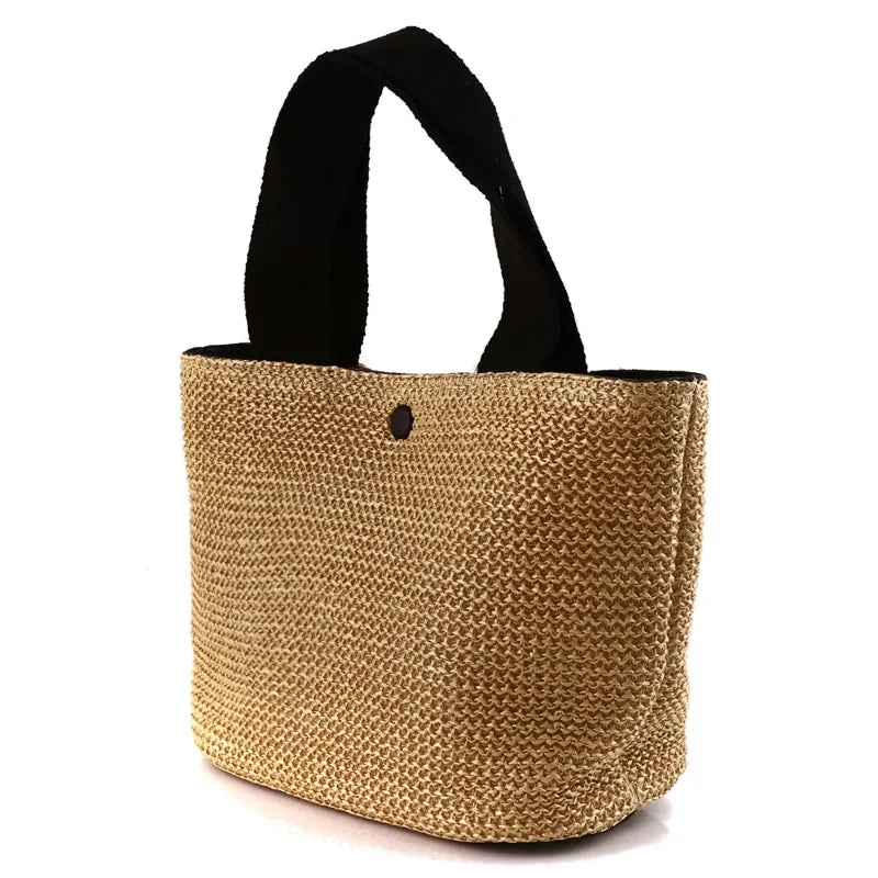 Fsahion Woven Ladies Straw Woven Handbag for Women's Holiday Beach Casual Tote Top-Handle Bags Handmade Retro Shoulder Bags 2024