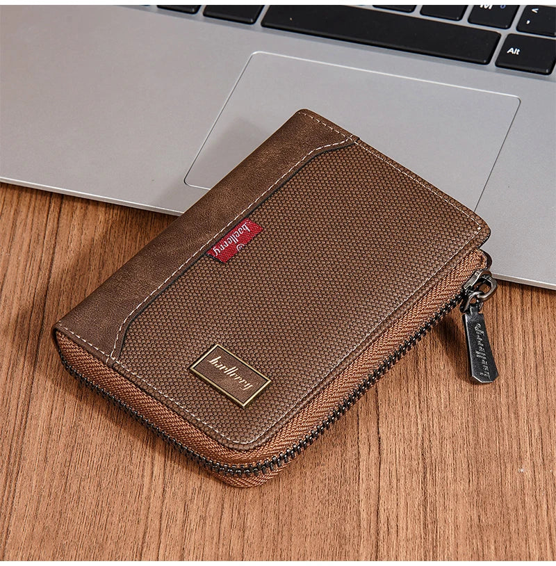 Baellerry RFID Simple Short Men Zipper Wallets Luxury Brand Card Holder Male Wallet Photo Holder Coin Pocket Man Purses