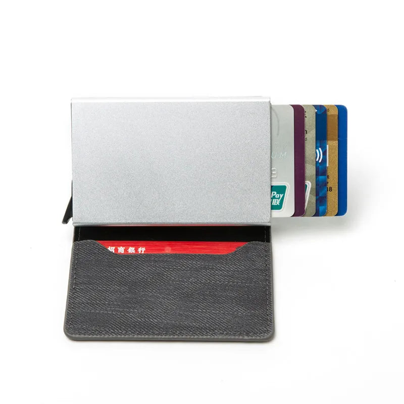 Gebwolf Credit Card Holder Men Wallet RFID Aluminium Box Denim Wallets with Money Clip