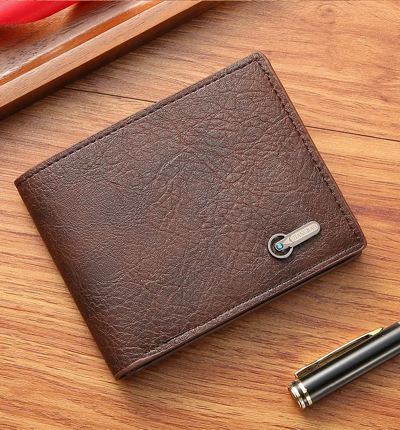 Men Purse Black Coin Wallet Male Business ID Cards Holder PU Leather Multiple Slot Casual Large Capacity Dollar Coin Money Bags