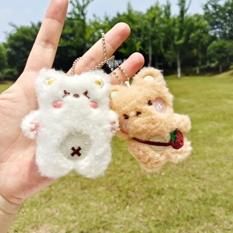 Soft Keychain Cartoon Bear Pendant Keychain Squeak Toy Cute Plush Stuffed Key Chains Bag Decorations Couple Friends Kids Gift