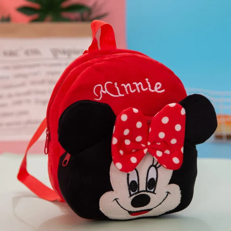 MINISO Disney Cartoon Backpack Mickey Mouse Minnie Winnie The Pooh Plush School Bag Kindergarten Child School Supplies Baby Bags