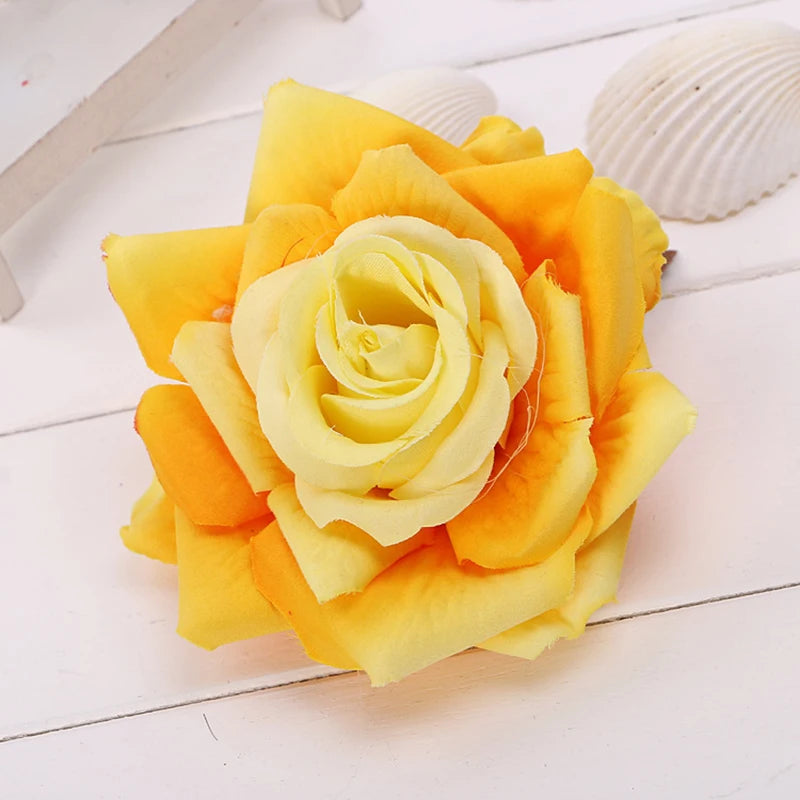 Flamenco Flowers For Hair DIY Headdress For Bridal Flocking Cloth Red Rose Flower Hairpin Hair Clip Party Hair Accessories