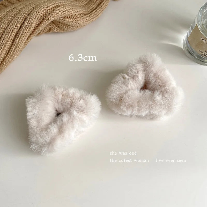 Plush Cat Ears Hair Clips For Women Girls Lamb Cashmere Hairpin Forehead Bangs Clip Fluffy Children New Winter Hair Accessories