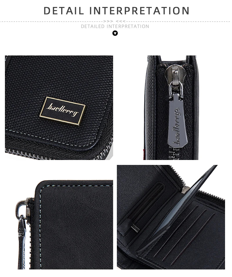 Baellerry RFID Simple Short Men Zipper Wallets Luxury Brand Card Holder Male Wallet Photo Holder Coin Pocket Man Purses