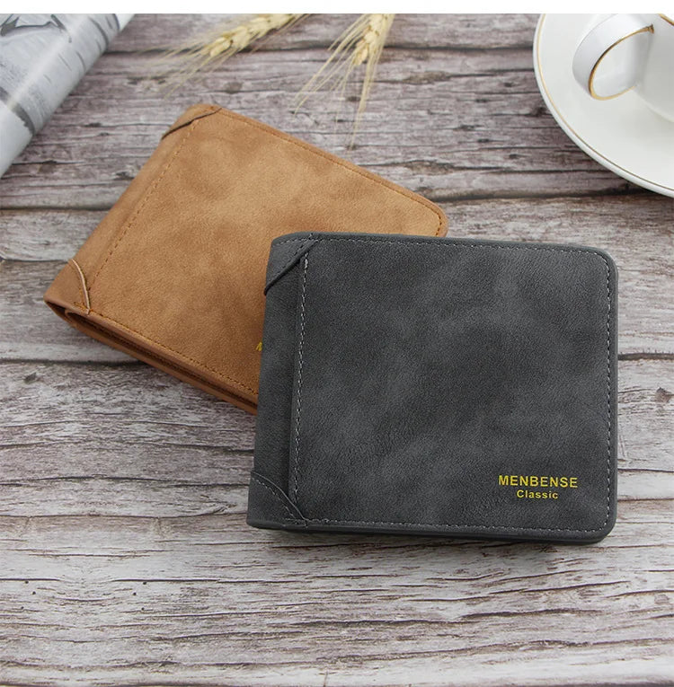 New Short Men Wallets Slim Card Holder Photo Holder Male Name Engraved Wallet Small Classic Zipper Coin Pocket Square Men Purses