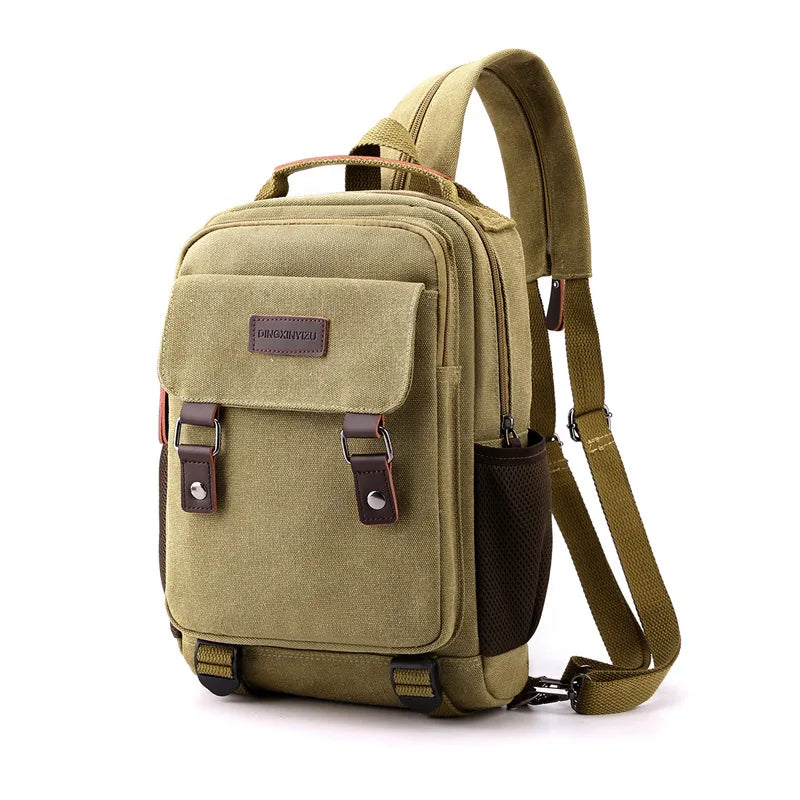 Small Mens Backpack Canvas Casual Backpacks for Men 2024 Mini Male School Bag Rucksack Man Multi-function Crossbody Bag Travel