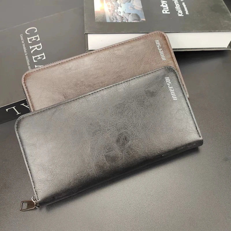 High Quality Men Wallet Long Style Credit Card Holder Male Phone Purse Zipper Large Capacity Brand PU Leather Clutch Bag For Men